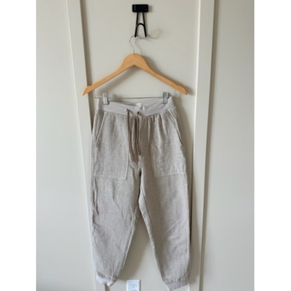 Madewell Women Oatmeal Beige Cotton Knit Jogger Pants XXS Drawstring Pockets